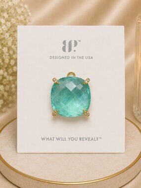 Bomb Party Blue Ice Crystal on Gold Plating Pendant Only